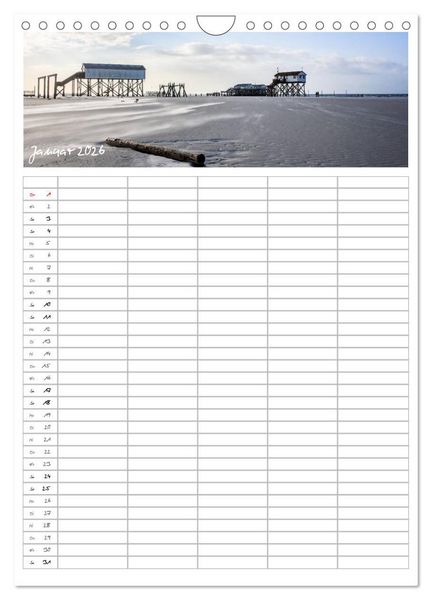 Produktbild: Nordfriesland - Familienplaner (Wandkalender 2026 DIN A4 hoch), CALVENDO Monatskalender