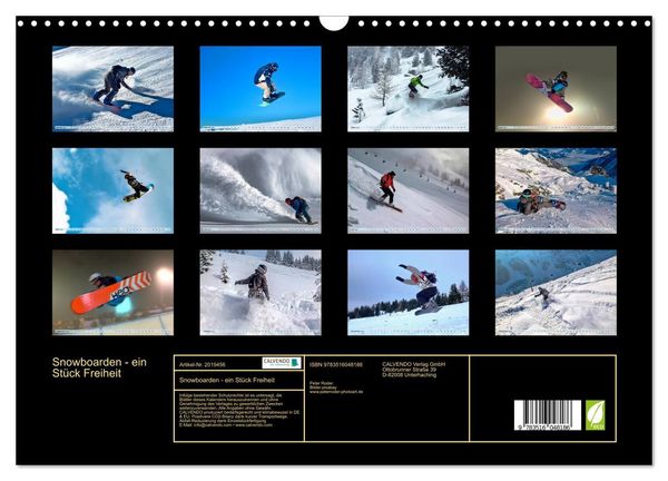 Produktbild: Snowboarden - ein St&uuml;ck Freiheit (Wandkalender 2026 DIN A3 quer), CALVENDO Monatskalender