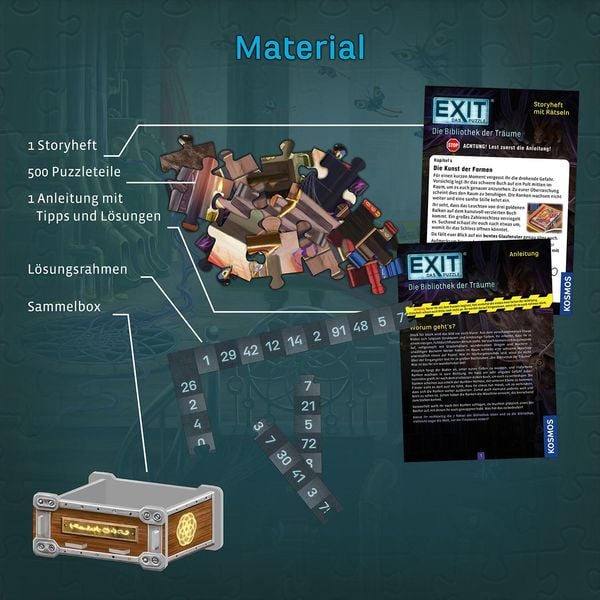 KOSMOS 684471 - EXIT Das Puzzle, Die Bibliothek der Träume, 500 Teile mit Story und 7 Rätseln