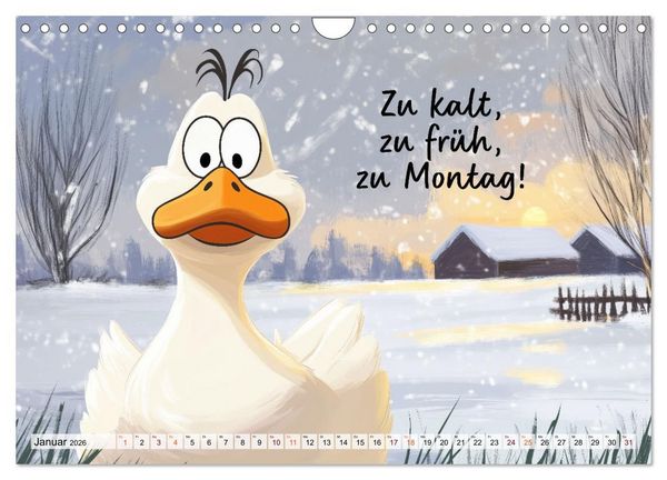Produktbild: Gans coole Spr&uuml;che (Wandkalender 2026 DIN A4 quer), CALVENDO Monatskalender