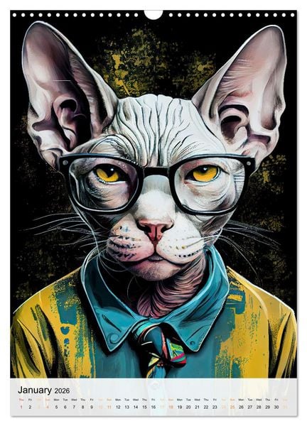 Produktbild: Hipster Cats (Wall Calendar 2026 DIN A3 portrait), CALVENDO 12 Month Wall Calendar