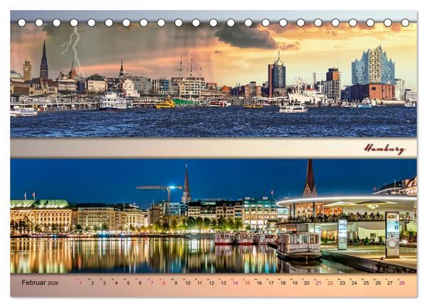 Produktbild: Faszinierende St&auml;dte, Panoramen (Tischkalender 2026 DIN A5 quer), CALVENDO Monatskalender