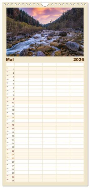 Produktbild: Familienplaner 2026 - Flusswelt Schweiz mit 5 Spalten (Wandkalender, 21 x 45 cm) CALVENDO