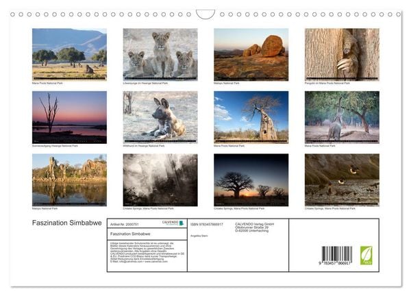 Produktbild: Faszination Simbabwe (Wandkalender 2026 DIN A3 quer), CALVENDO Monatskalender