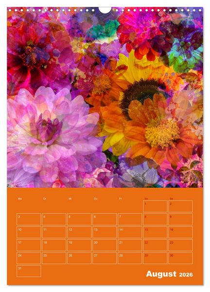 Produktbild: Kunterbunt gemischt - Kunterbunt gemischt - Farbenfroher Jahresplaner mit aufw&auml;ndigen Pflanzencollagen (Wandkalender 2026 DIN A3 hoch), CALVENDO Monatskalender