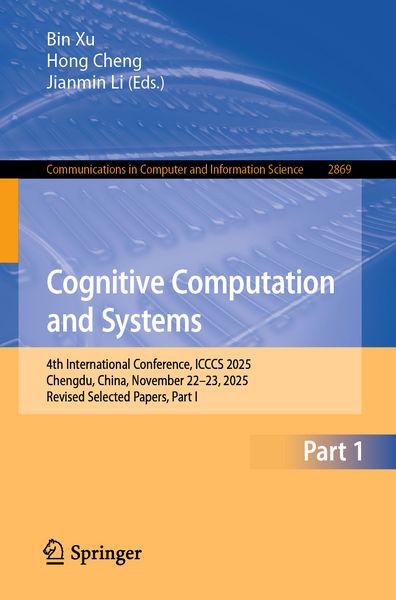 Produktbild: Cognitive Computation and Systems