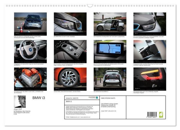 Produktbild: BMW i3 (Wandkalender 2027 DIN A2 quer), CALVENDO Monatskalender