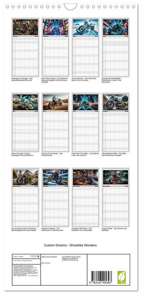 Produktbild: Familienplaner 2026 - Custom Dreams - Showbike Wonders mit 5 Spalten (Wandkalender, 21 x 45 cm) CALVENDO