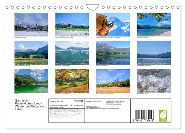 Produktbild: Garmisch Partenkirchen Land - Wasser und Berge sind Leben (Wandkalender 2026 DIN A4 quer), CALVENDO Monatskalender