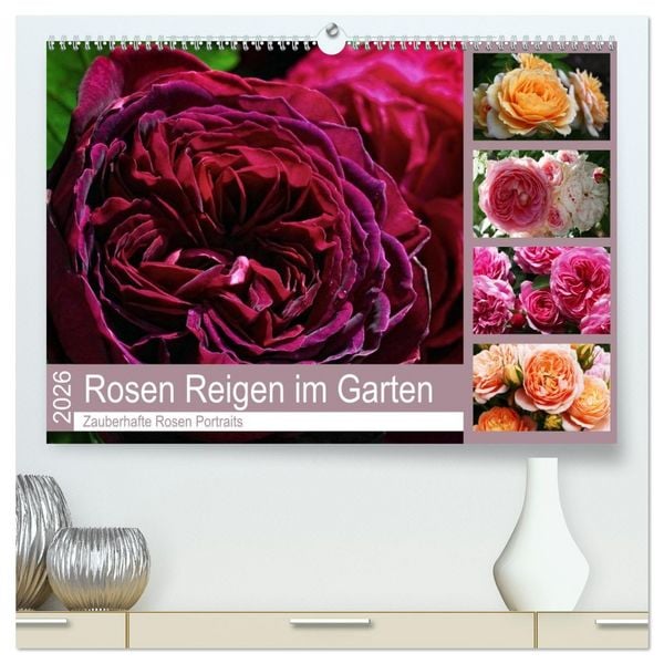 Produktbild: Rosen Reigen im Garten (hochwertiger Premium Wandkalender 2026 DIN A2 quer), Kunstdruck in Hochglanz