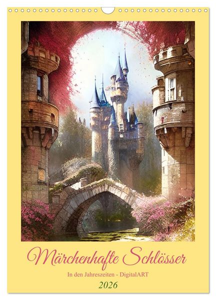 Produktbild: M&auml;rchenhafte Schl&ouml;sser - In den Jahreszeiten - Digitalart (Wandkalender 2026 DIN A3 hoch), CALVENDO Monatskalender