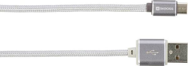 Produktbild: Skross USB-Kabel USB 2.0 USB-A Stecker, USB-Micro-B Stecker 1.00m Silber 2700240