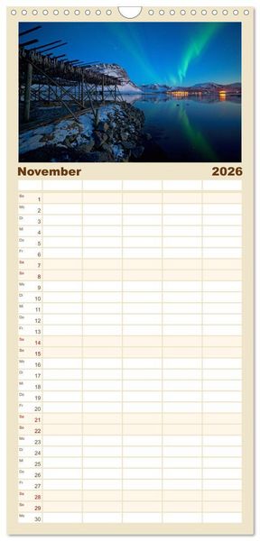 Produktbild: Familienplaner 2026 - Norwegen mit 5 Spalten (Wandkalender, 21 x 45 cm) CALVENDO