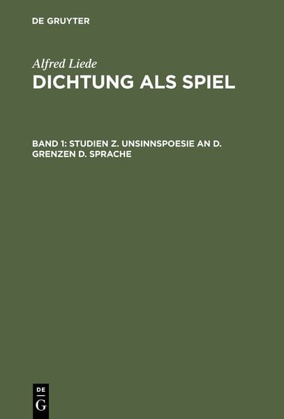 Produktbild: Studien z. Unsinnspoesie an d. Grenzen d. Sprache