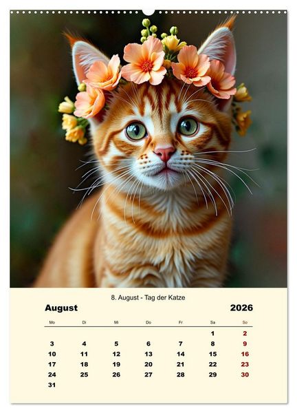 Produktbild: Blumenbekr&auml;nzte Haustiere zu ihrem Feiertag (Wandkalender 2026 DIN A2 hoch), CALVENDO Monatskalender