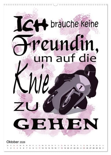 Produktbild: Biker-Spr&uuml;che (Wandkalender 2026 DIN A2 hoch), CALVENDO Monatskalender