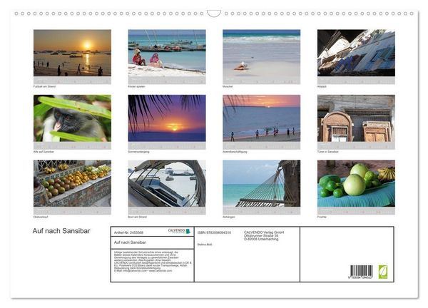 Produktbild: Auf nach Sansibar (Wandkalender 2027 DIN A2 quer), CALVENDO Monatskalender