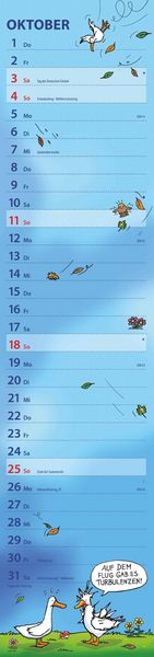 Produktbild: Notizkalender Humor 2026 - Streifenplaner 15x64 cm - Wandkalender - Küchenkalender - mit lustigen Cartoons und Sprüchen - Langplaner