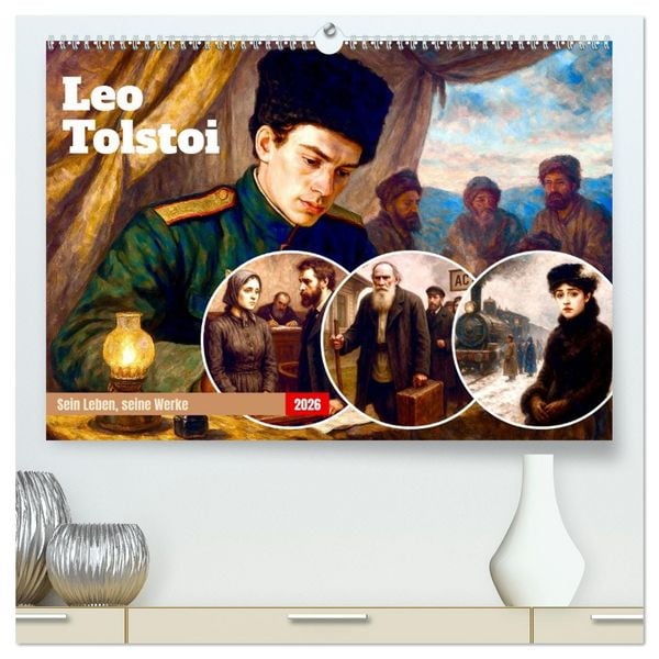 Produktbild: Leo Tolstoi (hochwertiger Premium Wandkalender 2026 DIN A2 quer), Kunstdruck in Hochglanz