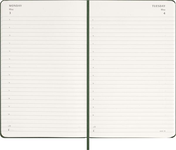 Produktbild: Moleskine 12 Monate Tageskalender 2027, Large/A5, 1 Tag = 1 Seite, Fester Einband, Myrtengr&uuml;n