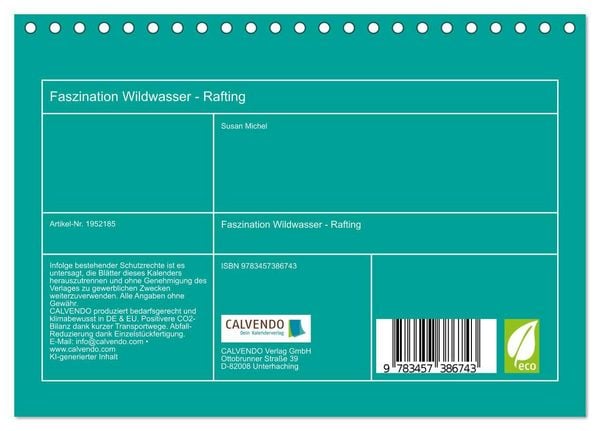 Produktbild: Faszination Wildwasser - Rafting (Tischkalender 2026 DIN A5 quer), CALVENDO Monatskalender