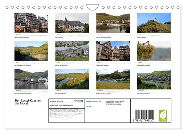 Produktbild: Bernkastel-Kues an der Mosel (Wandkalender 2026 DIN A4 quer), CALVENDO Monatskalender