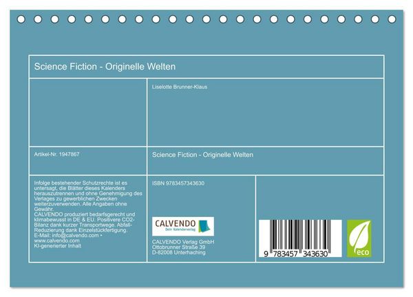Produktbild: Science Fiction - Originelle Welten (Tischkalender 2026 DIN A5 quer), CALVENDO Monatskalender