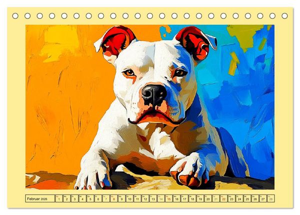 Produktbild: Pit Bulls und Familie. Bunte Bull Breed Sch&ouml;nheiten (Tischkalender 2026 DIN A5 quer), CALVENDO Monatskalender