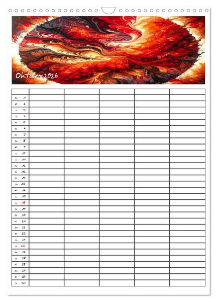 Produktbild: Pouring Art Familienplaner - Durch das Jahr mit KI-kreierter Pouring Kunst (Wandkalender 2026 DIN A3 hoch), CALVENDO Monatskalender