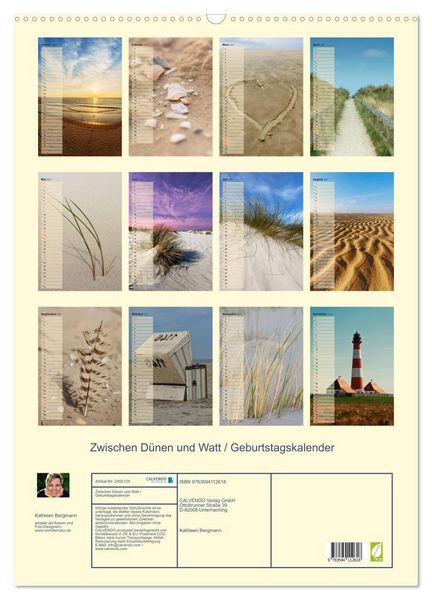 Produktbild: Zwischen D&uuml;nen und Watt / Geburtstagskalender (Wandkalender 2027 DIN A2 hoch), CALVENDO Monatskalender