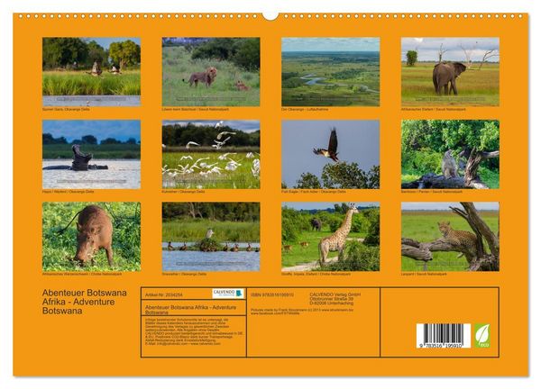 Produktbild: Abenteuer Botswana Afrika - Adventure Botswana (hochwertiger Premium Wandkalender 2026 DIN A2 quer), Kunstdruck in Hochglanz