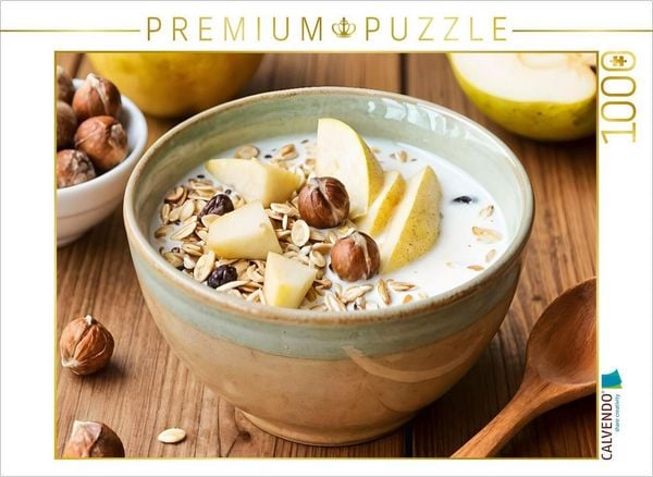 CALVENDO Puzzle Müsli Stillleben - Erntezeit mit Birne und Haselnuss | 1000 Teile Lege-Größe 64x48cm Foto-Puzzle für glückliche Stunden