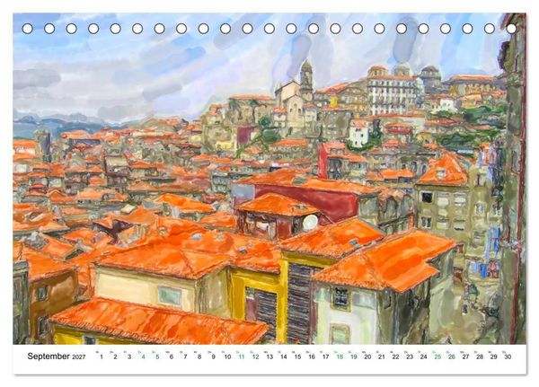 Produktbild: Porto - Ansichten in Aquarell (Tischkalender 2027 DIN A5 quer), CALVENDO Monatskalender
