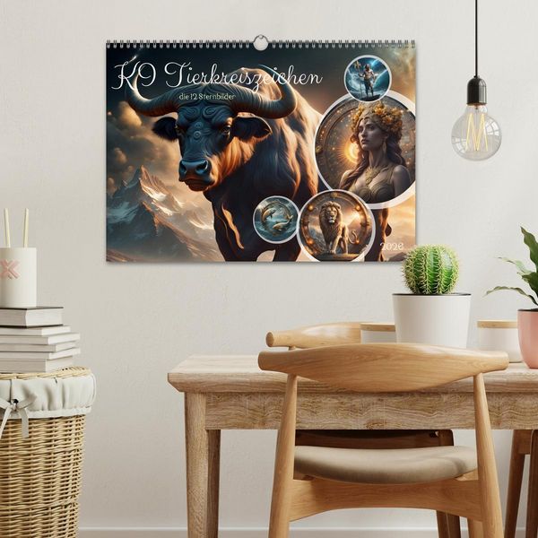 Produktbild: KI Tierkreiszeichen (Wandkalender 2026 DIN A3 quer), CALVENDO Monatskalender