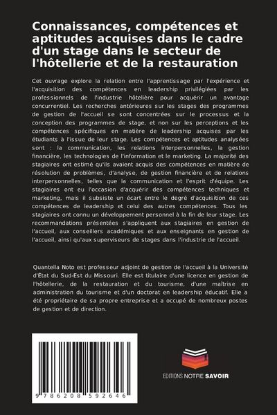 Produktbild: Connaissances, comp&eacute;tences et aptitudes acquises dans le cadre d'un stage dans le secteur de l'h&ocirc;tellerie et de la restauration