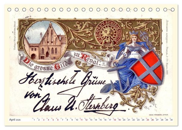 Produktbild: GRUSS AUS REVAL - Estlands Hauptstadt in alten Ansichten (Tischkalender 2026 DIN A5 quer), CALVENDO Monatskalender