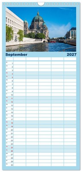Produktbild: Familienplaner 2027 - Bootscharter nach Berlin mit 5 Spalten (Wandkalender, 21 x 45 cm) CALVENDO