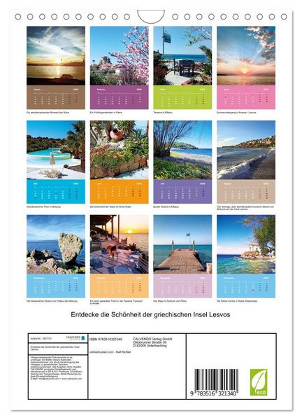 Produktbild: Entdecke die Sch&ouml;nheit der griechischen Insel Lesvos (Wandkalender 2026 DIN A4 hoch), CALVENDO Monatskalender