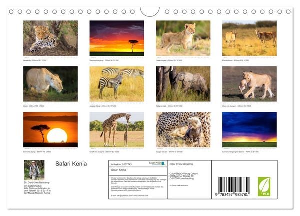 Produktbild: Safari Kenia (Wandkalender 2026 DIN A4 quer), CALVENDO Monatskalender
