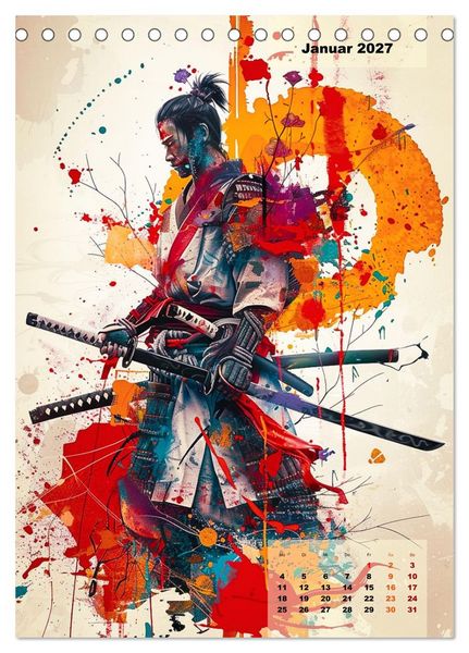 Produktbild: Samurai - Stahl Ehre Mut (Tischkalender 2027 DIN A5 hoch), CALVENDO Monatskalender