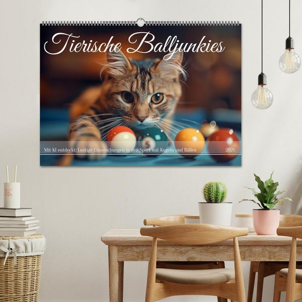 Produktbild: Tierische Balljunkies (Wandkalender 2026 DIN A2 quer), CALVENDO Monatskalender