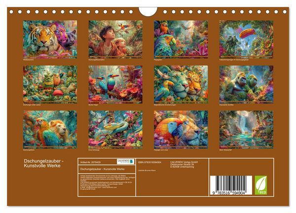 Produktbild: Dschungelzauber - Kunstvolle Werke (Wandkalender 2026 DIN A4 quer), CALVENDO Monatskalender