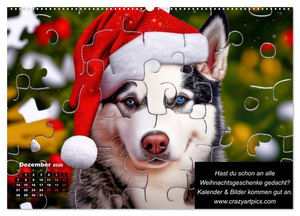 Produktbild: Der tierisch lustige Husky Kalender (hochwertiger Premium Wandkalender 2026 DIN A2 quer), Kunstdruck in Hochglanz