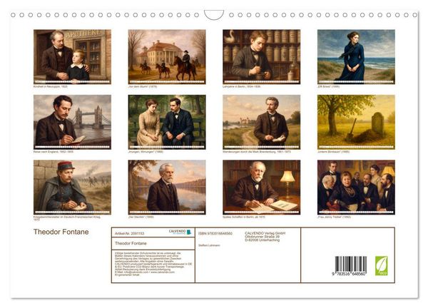 Produktbild: Theodor Fontane (Wandkalender 2026 DIN A3 quer), CALVENDO Monatskalender