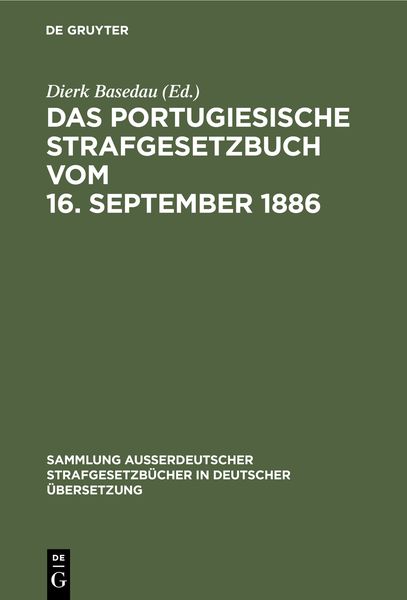 Produktbild: Das Portugiesische Strafgesetzbuch vom 16. September 1886