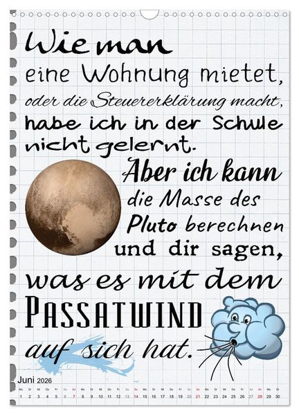 Produktbild: Sch&uuml;ler-Spr&uuml;che (Wandkalender 2026 DIN A3 hoch), CALVENDO Monatskalender