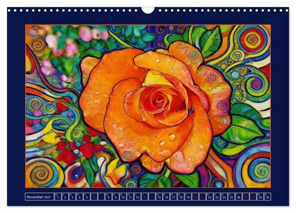 Produktbild: Bl&uuml;ten im verspielten Jugendstil (Wandkalender 2027 DIN A3 quer), CALVENDO Monatskalender