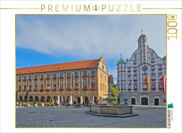 CALVENDO Puzzle Rathaus und Steuerhaus Memmingen | 1000 Teile Lege-Größe 64x48cm Foto-Puzzle für glückliche Stunden