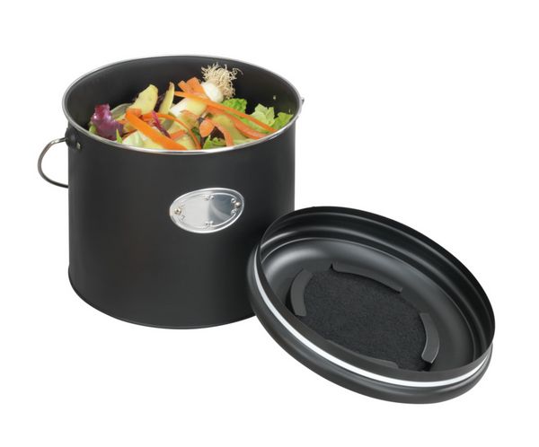 Produktbild: Komposteimer Mod. Nero 6 L, inklusive 3 Aktivkohlefiltern zum Wechseln