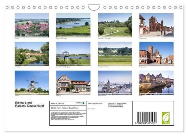 Produktbild: Elbetal Nord - Radland Deutschland (Wandkalender 2027 DIN A4 quer), CALVENDO Monatskalender